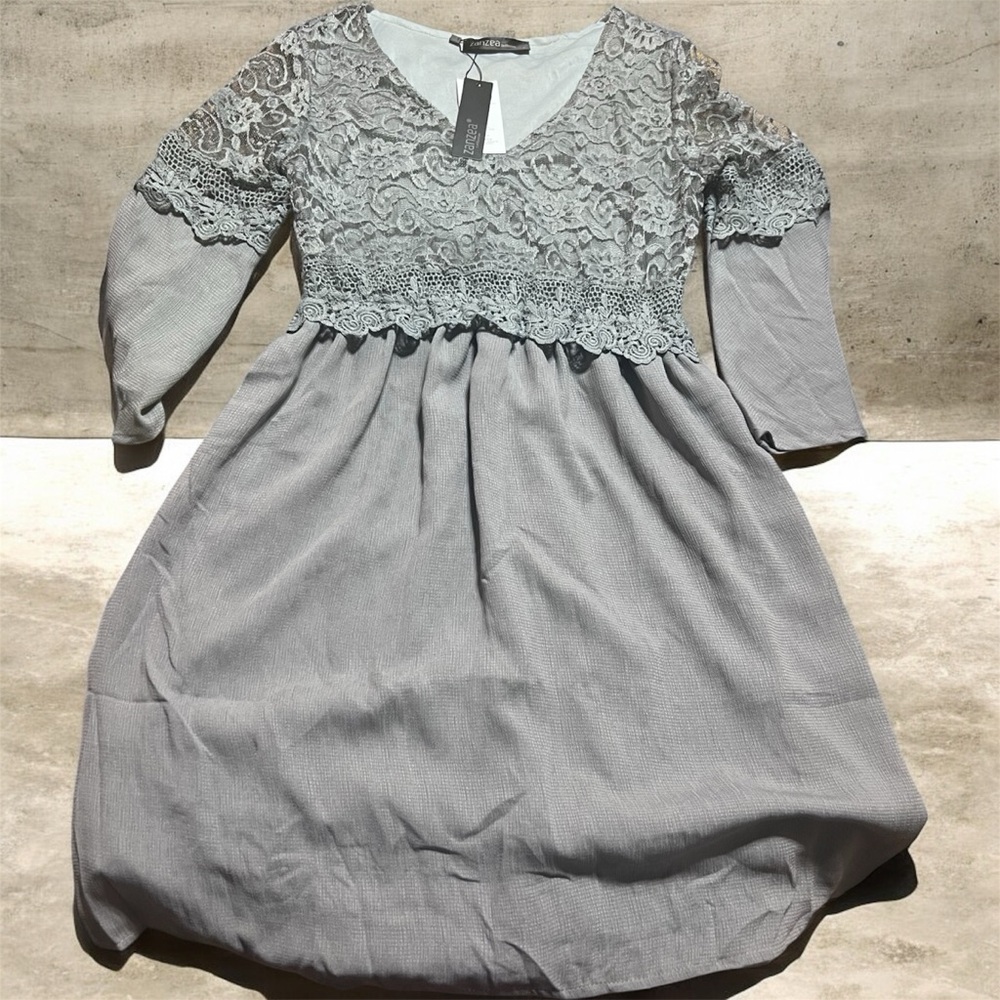 Zanzea Women's Gray Lace Wedding Dress #341
